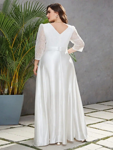 Vestido Novia Largo Blanco Talla Grande Ns 09 Blanco 4xl