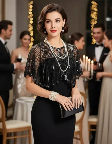 Bolero Fiesta Chal  Lentejuelas Capa De Fiesta Accesorio P03