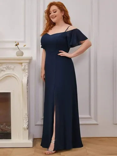 Vestido Fiesta Largo Talla Grande Hombros Descubierto Ep 198