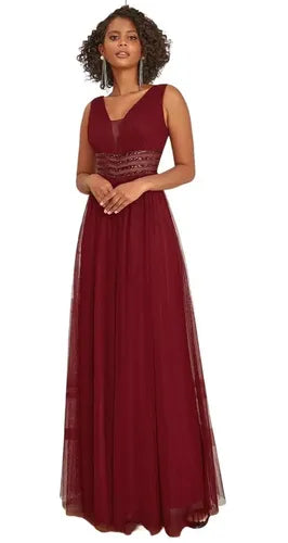 Vestido Fiesta Largo Matrimonio Graduación Ep 194 Bordó 4
