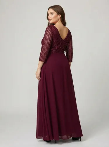 Vestido evasé largo al tobillo talla grande