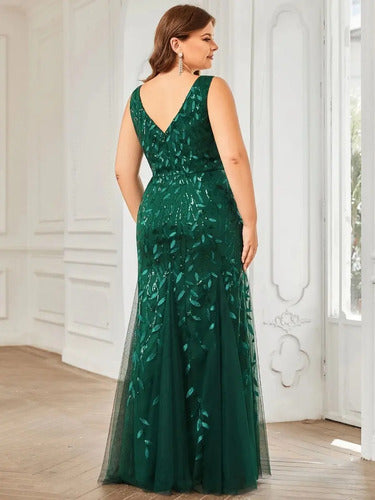 Vestido Fiesta Lentejuela Sirena Tul Talla Grande Ep 143