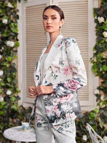 Bolero Blazer Tapado Estampado Bb 04 Blanco M