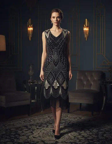 Vestido Años 20 Lentejuelas Midi Va 616