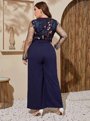 Entero Jumpsuit Mono Fiesta Bordado Talla Grande El 65