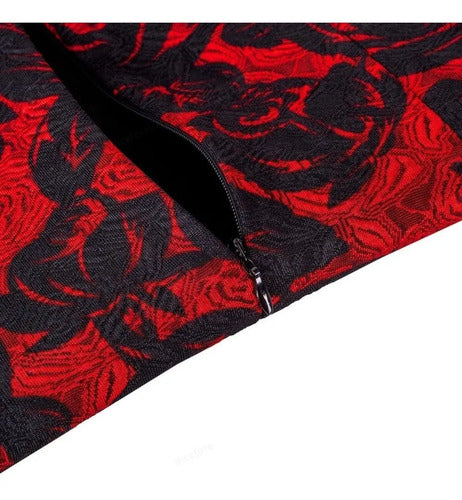 Vestido Negro Con Rojo Ajustado Va 312