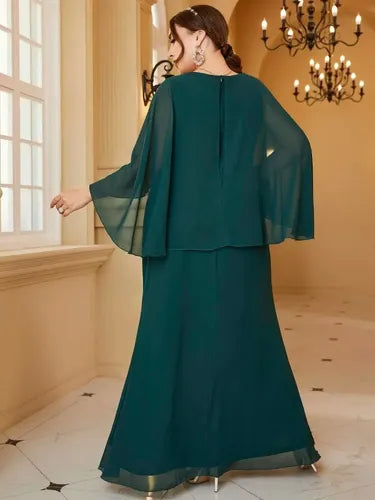 Vestido Fiesta Largo Talla Grande Manga Capa Ep 426