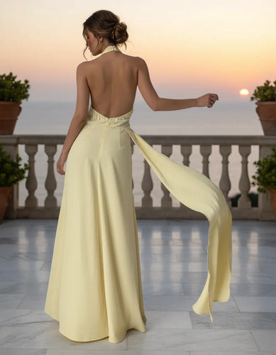 Vestido Largo Halter Delpilar  Mujer Fiesta Va 503