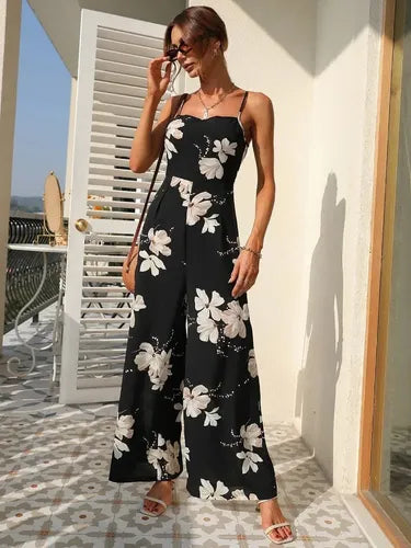 Entero Jumpsuit Enterito Mono Estampado Pierna Ancha El 77 Azul M
