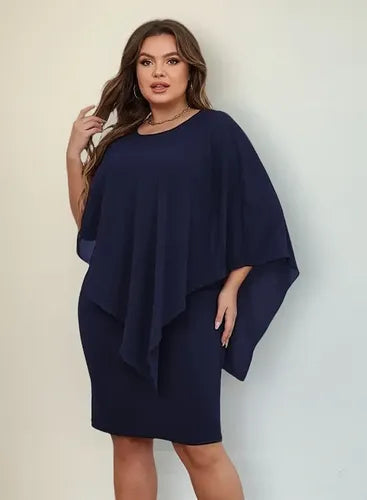 Vestido Fiesta Talla Grande Manga Capa Vg 132