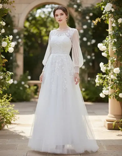 Vestido De Novia Floral Lentejuelas Nf 08