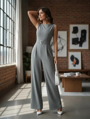 Jumpsuit Largo Gris Jaspeado - vista 11