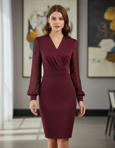 Vestido Ajustado Bodycon Fiesta Cóctel Mangas Va 462