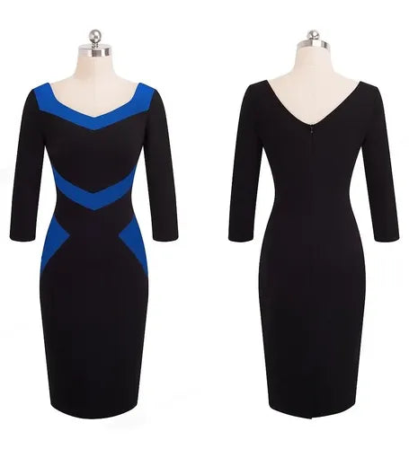 Vestido Mujer Formal Tubo Cóctel Oficina Va 368 Negro L
