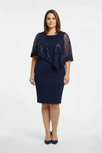 Vestido tubo manga capa talla grande