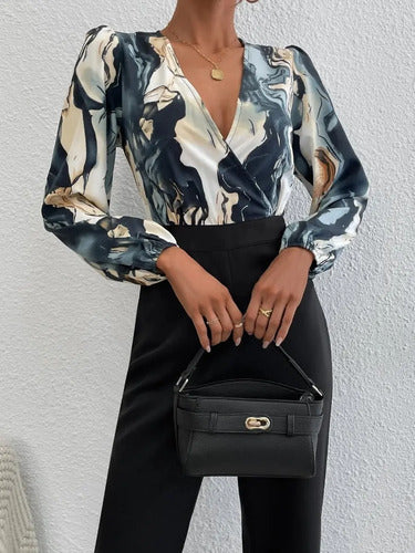 Entero Jumpsuit Mono Fiesta Estampado Escote Cruzado El 138 Negro M