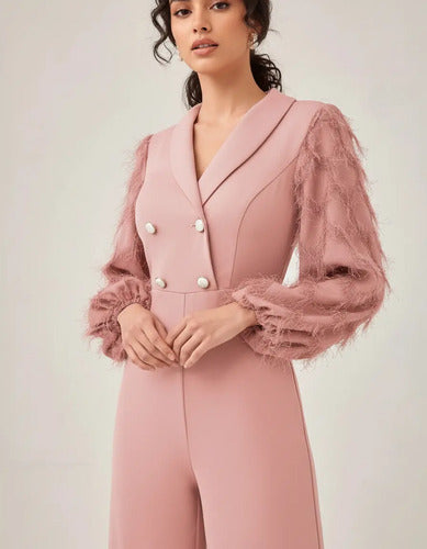 Entero Jumpsuit Mono Fiesta Manga Farol El 189 Rosa L