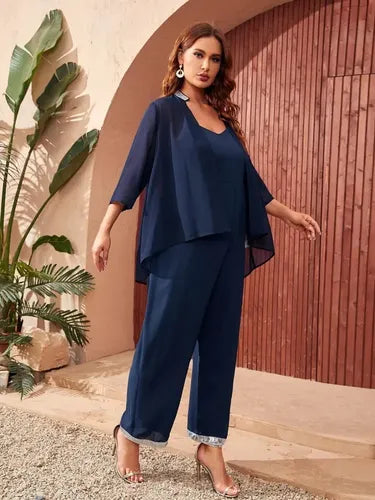 Vestido Entero Palazzo Jumpsuit Talla Grande 2 Piezas Vg 206