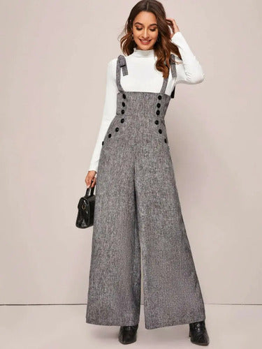 Entero Jumpsuit Overol Mono Pantalón Pierna Ancha  El 175 Gris S