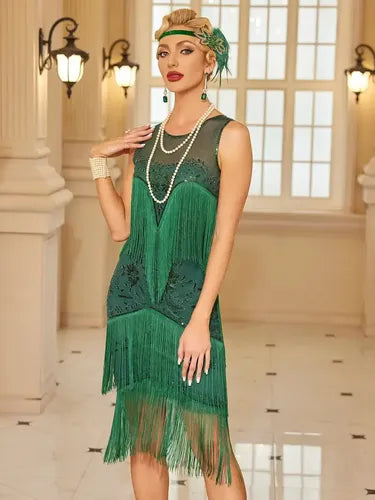 Vestido vintage charleston años 20 escote V