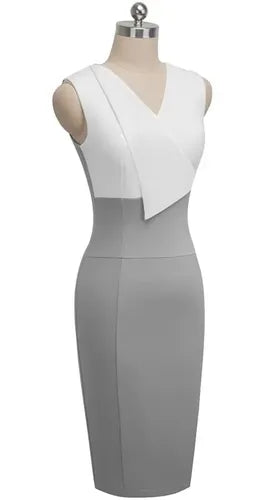 Vestido Formal Oficina Coctel Gris  Va 420