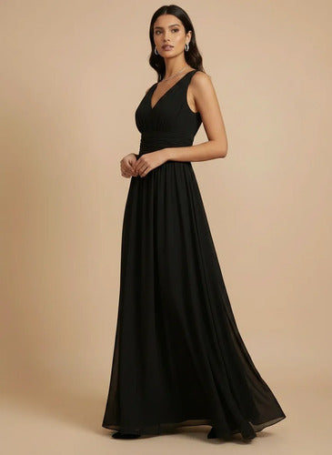 Vestido de gasa largo hombros descubiertos
