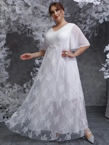Vestido Novia Largo Manga Encaje Talla Grande Ns 10