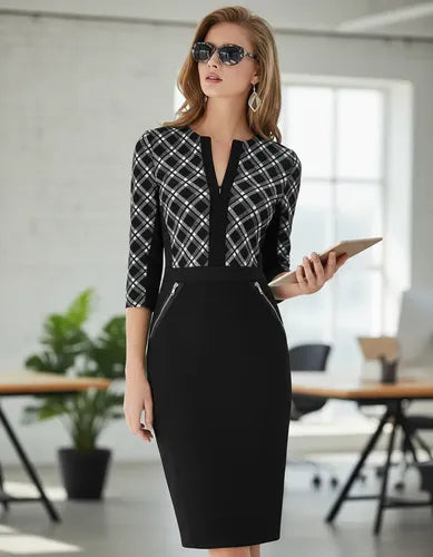 Vestido Negro Oficina Cóctel Formal Va 152a