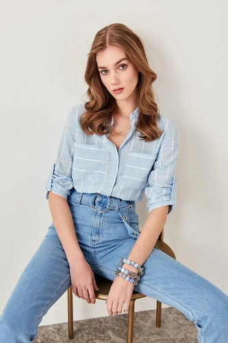 Blusa Mujer Con Mangas Td 35 Celeste 40