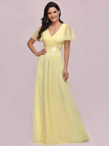 Vestido Tul Fiesta Largo Matrimonio Corte Imperio