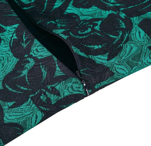 Vestido Negro Con Verde Ajustado Va 312