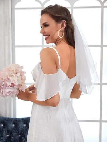 Vestido De Novia Bordado Hombros Descubiertos Forrado Ns 12 Blanco M