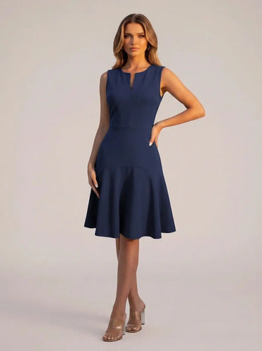 Vestido corto swing multicolor escote V talla grande