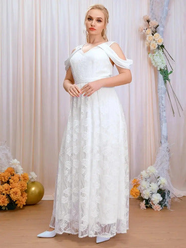 Vestido Novia Encaje Hombros Descubiertos Talla Grande Ns 17