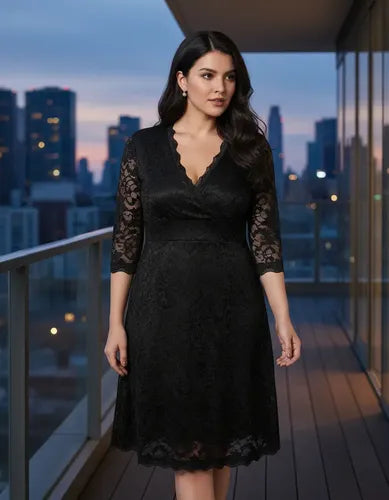 Vestido Grande Encaje Negro Vg 23