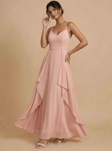 Vestido largo con escote V para dama de honor