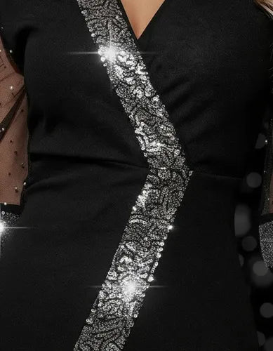Vestido Fiesta Negro Lentejuelas Va 362