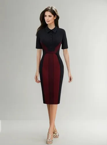 Vestido Ajustado Bodycon Cóctel Oficina Va 391 Negro M