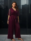 Entero Jumpsuit Talla Grande Con Cinturón Vg 121