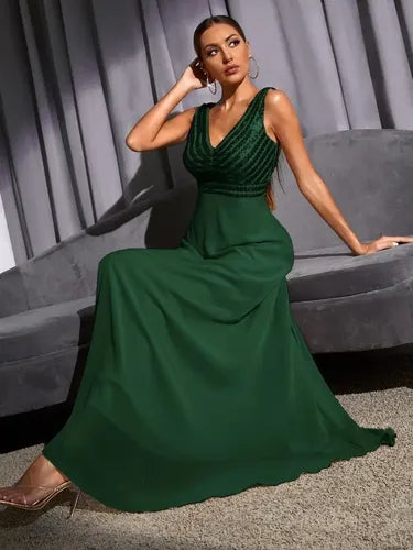 Vestido Fiesta Lentejuelas Gasa  Ep 423
