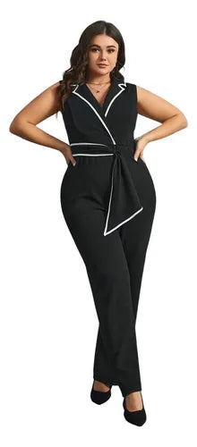 Entero Jumpsuit Talla Grande Escote Cruzado Sin Manga Vg 217