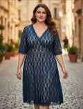 Vestido De Encaje Talla Grande Modelo Azulino 3xl