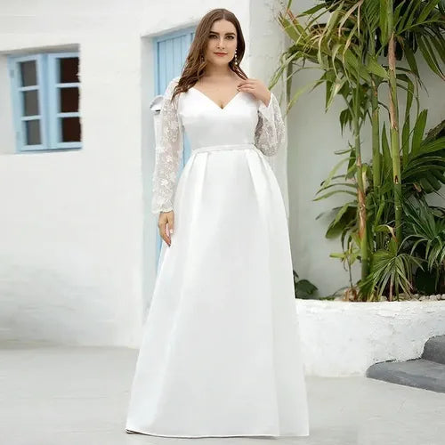 Vestido Novia Largo Blanco Talla Grande Ne 19