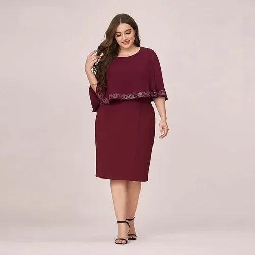 Vestido Talla Grande Burdeo Vg 75