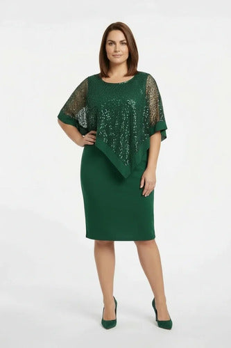 Vestido tubo manga capa talla grande