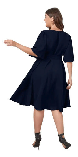 Vestido Fiesta Talla Grande Gasa Manga Corta Vg 133