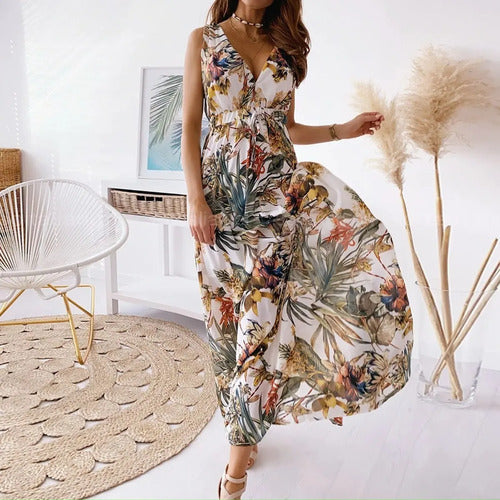 Vestido Largo Bohemio Playa Estampado Floral Verano