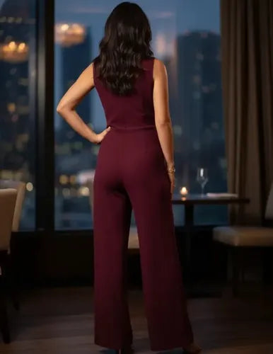 Mono de fiesta burdeo sin mangas largo talla S