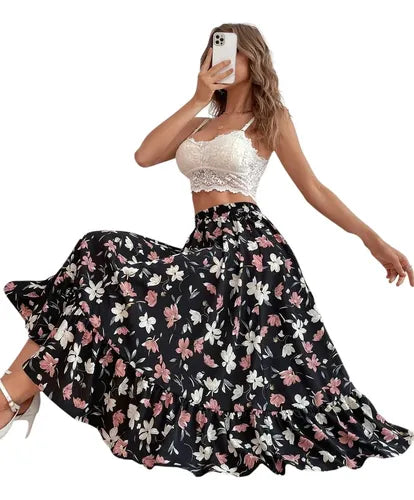 Falda estampado bohemio · Azul - vista 2