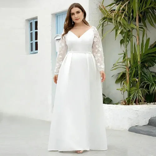 Vestido Novia Largo Blanco Talla Grande Ne 19